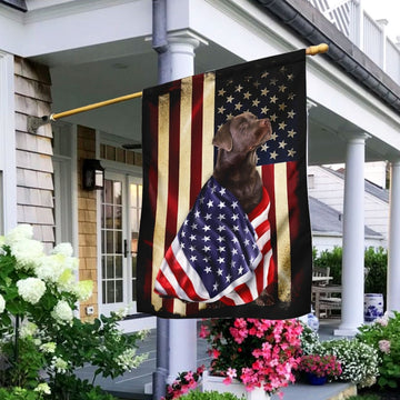 Chocolate Labrador Retriever American Patriot Flag - House Flag