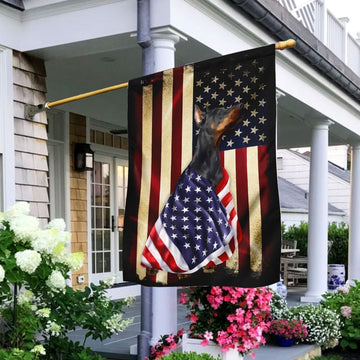 Doberman American Patriot Flag - House Flag