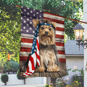 Yorkshire Terrier Flag Independence Day American Flag - House Flag