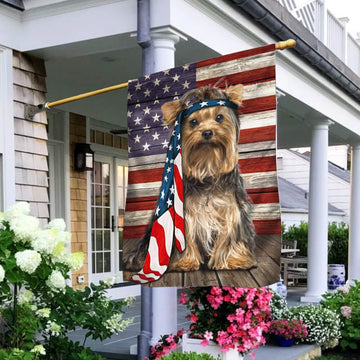 Yorkshire Terrier Flag Independence Day American Flag - House Flag