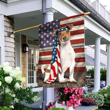 Jack Russell Terrier Flag Independence Day American Flag - House Flag
