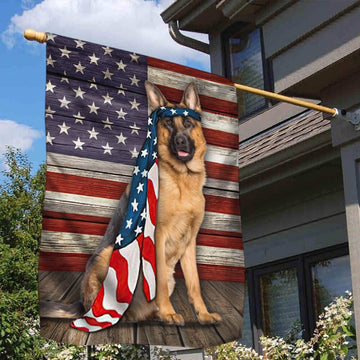 German Shepherd Flag Independence Day American Flag - House Flag