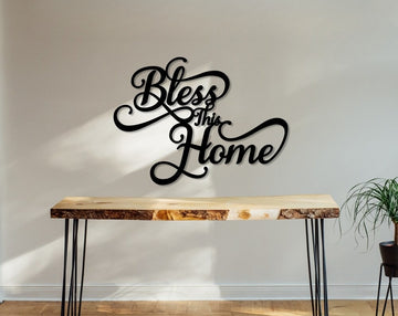 Bless This Home Living Room Metal Decor - Cut Metal Sign