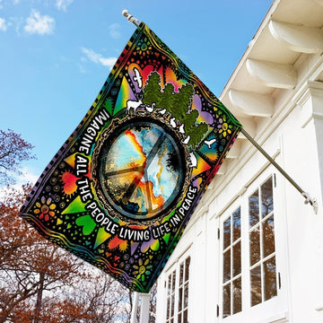 All The People Living Life In Peace Hippie Flag - House Flag