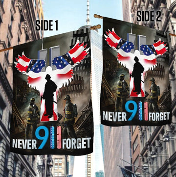 9.11 Firefighter Attacks Never Forget - House Flag