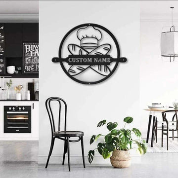 Bakery Shop Monogram Personalized Metal Wall Decor - Cut Metal Sign