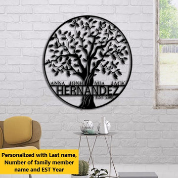 Family Tree Of Life Personalized Name Metal Wall Art