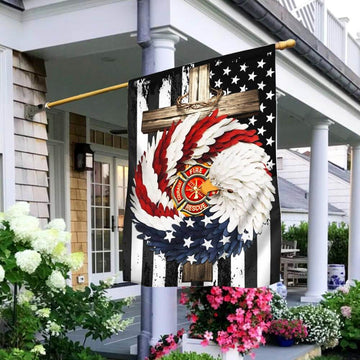 Firefighter Eagle Wreath. Christian Cross - House Flag