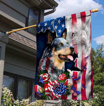 Heeler Dog American Patriot Flag Independence Day - House Flag