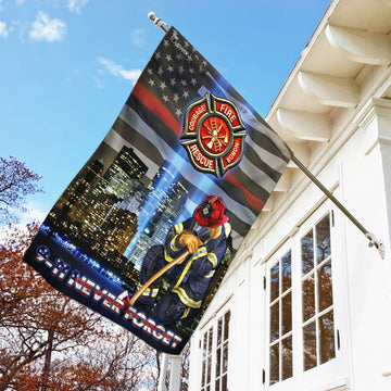 Firefighter 9-11 Never Forget Patriot Day - House Flag