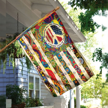 Hippie Colorful Flag People Living Life In Peace - House Flag