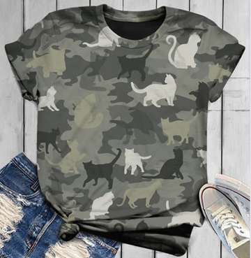 Cat Camo Tshirt All Over T-Shirt S M L XL 2XL 3XL 4XL 5XL