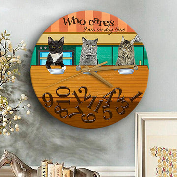 Cat Lovers Who Cares I Am On Cat Time - Personalized Wooden Clock