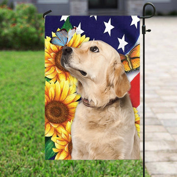 Golden Retriever Dog American Patriot Flag Independence Day - Garden Flag