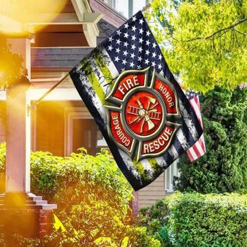 Firefighter American US Flag - House Flag