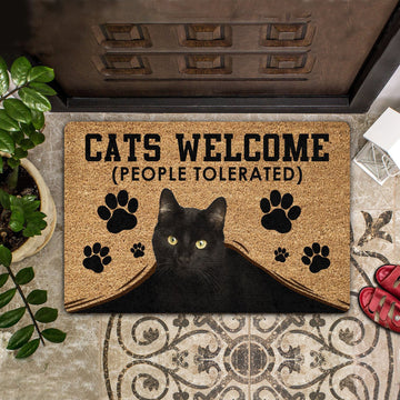 CATS WELCOME (PEOPLE TOLERATED) COIR PATTERN ALL OVER PRINTING DOORMAT