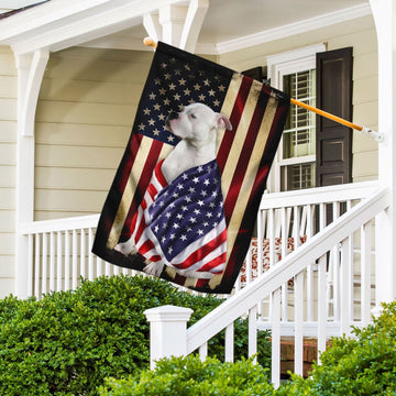 American Bulldog Dog American Patriot Flag Independence Day - House Flag