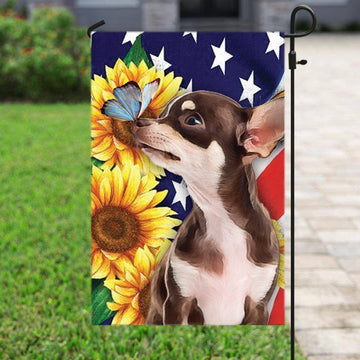 chihuahua 3 Dog American Patriot Flag Independence Day - garden flag